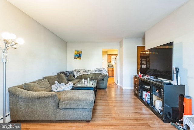 living room featuring light wood-type flooring