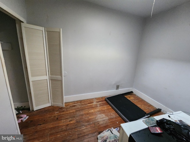 interior space with dark wood-type flooring