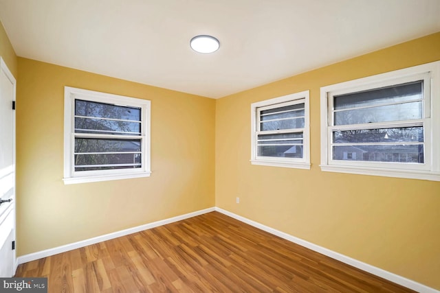 spare room featuring wood-type flooring