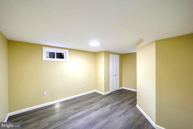 basement featuring wood-type flooring