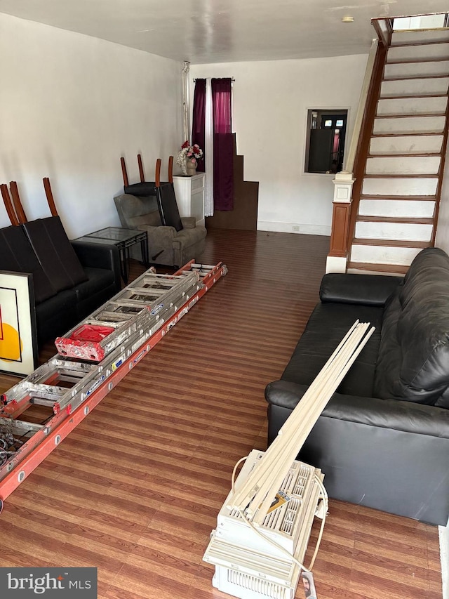 living room with hardwood / wood-style floors