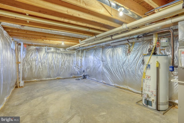 basement featuring water heater