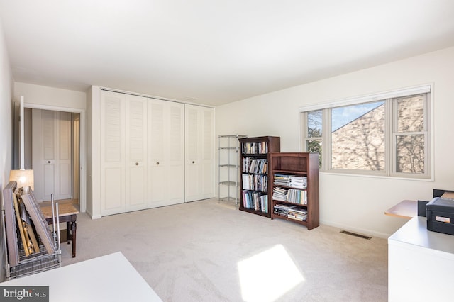 office space featuring light colored carpet