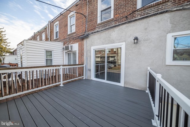 deck with an AC wall unit