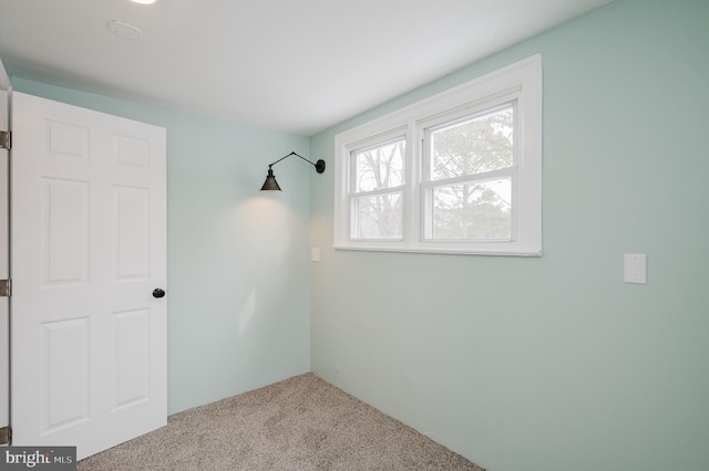 spare room featuring light carpet