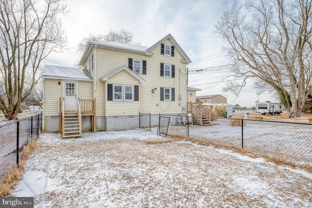 view of snow covered property