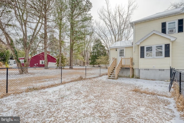 view of yard covered in snow