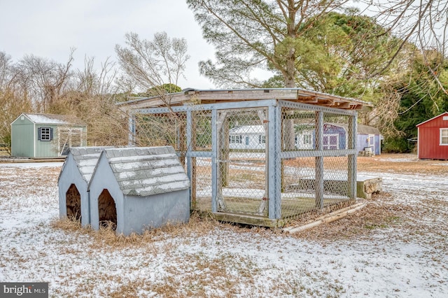 view of snow covered structure