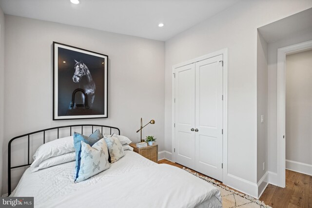 bedroom featuring a closet and wood-type flooring