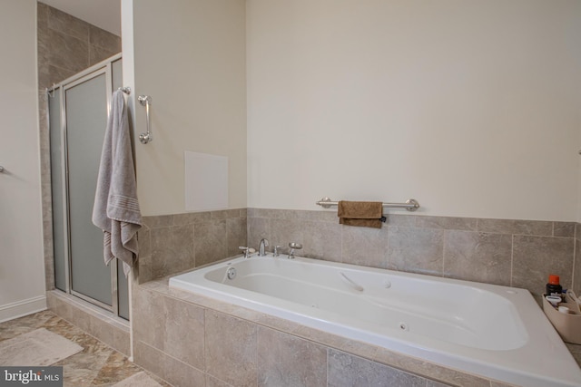 bathroom with plus walk in shower