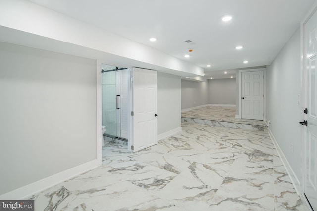 interior space with a barn door