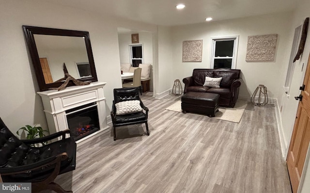 living area featuring light hardwood / wood-style flooring