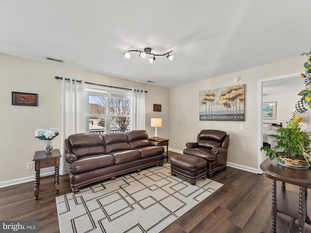 living room featuring hardwood / wood-style flooring