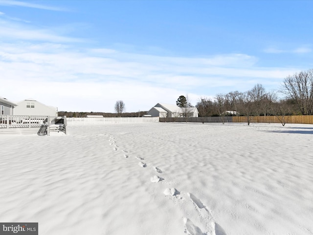 view of yard covered in snow