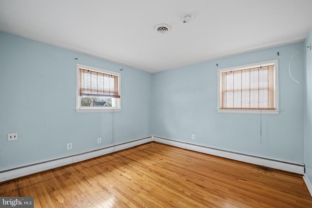 empty room with light hardwood / wood-style floors