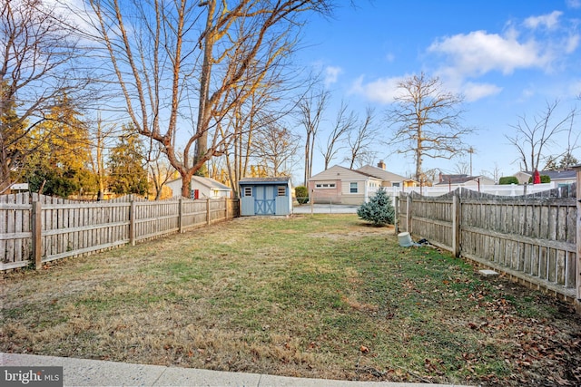 view of yard with a storage unit