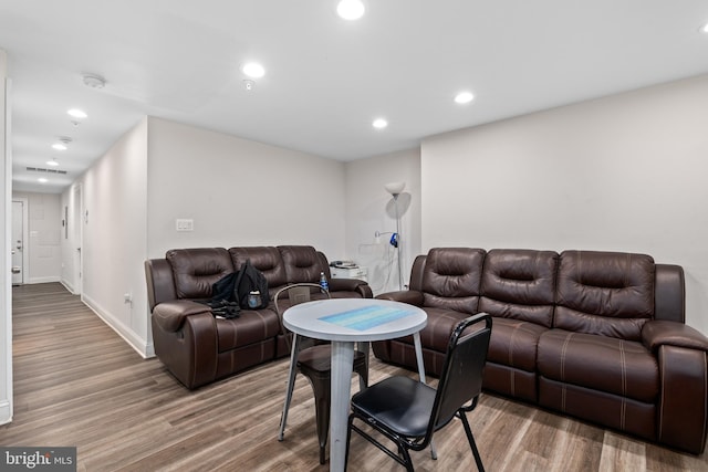 living room with hardwood / wood-style flooring