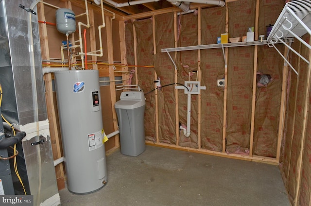 utility room with electric water heater