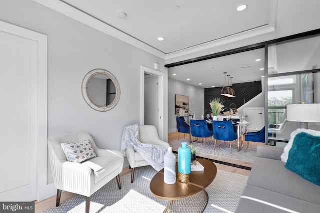 living room with hardwood / wood-style floors