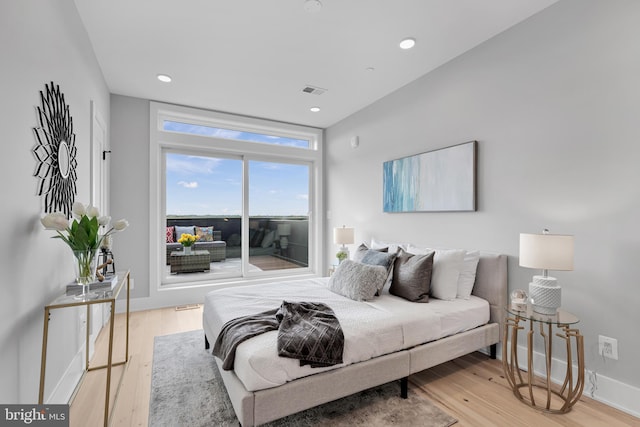 bedroom featuring light hardwood / wood-style floors