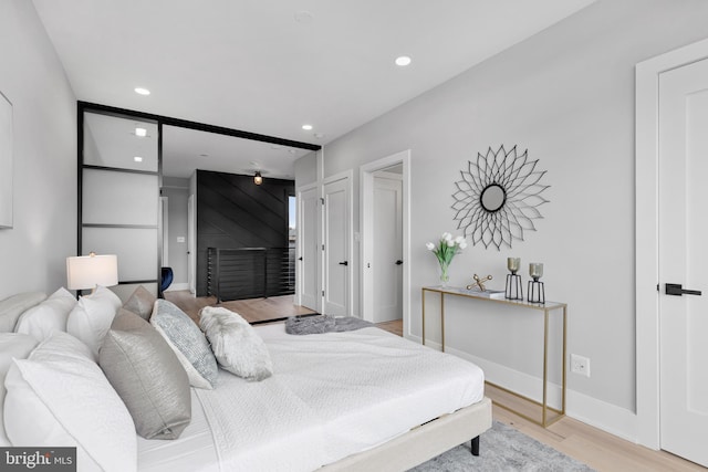 bedroom featuring light wood-type flooring