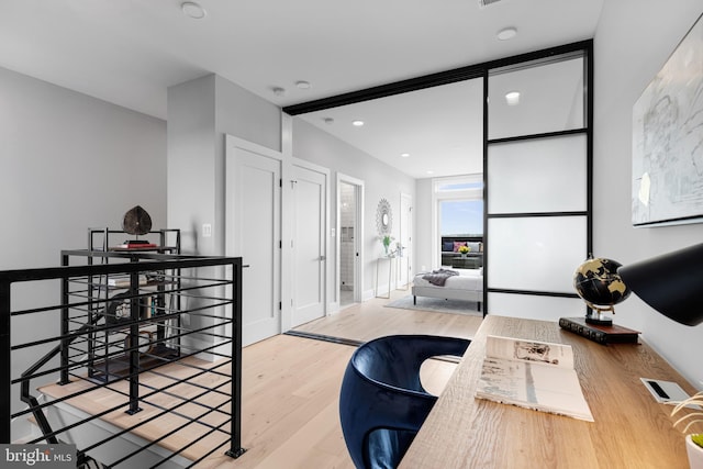 office space featuring light hardwood / wood-style flooring