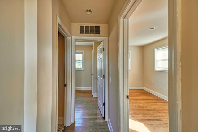 hall featuring light hardwood / wood-style flooring