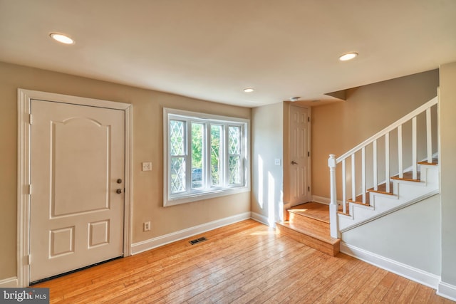 entrance foyer featuring light wood-type flooring