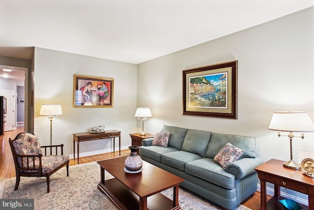 living room with light wood-type flooring