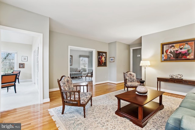 living room featuring light wood-type flooring