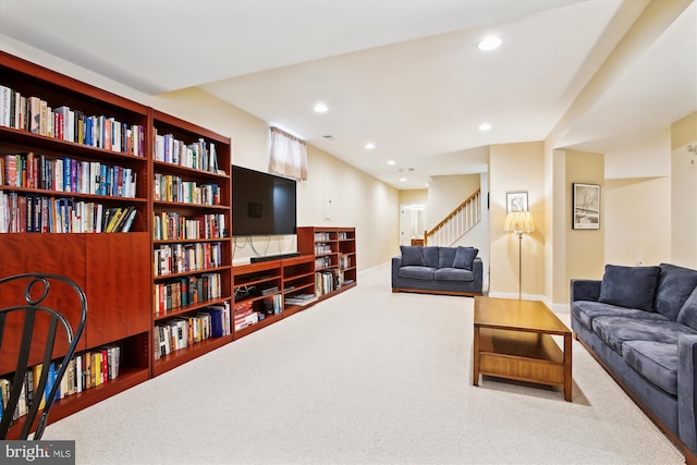 living room featuring carpet floors