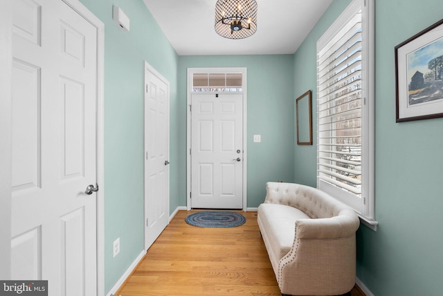 entrance foyer featuring a healthy amount of sunlight and light wood-type flooring