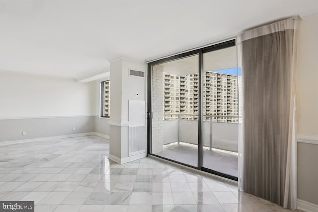 spare room featuring expansive windows