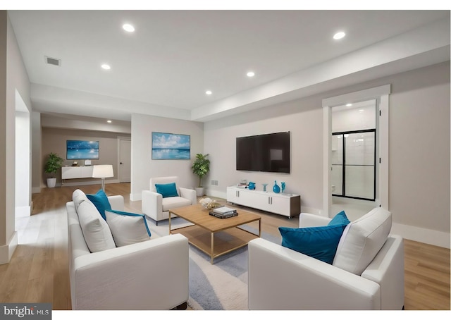 living room featuring light hardwood / wood-style flooring