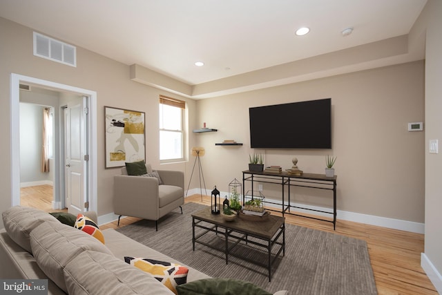 living room featuring light hardwood / wood-style flooring