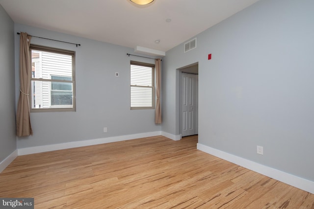 empty room featuring light wood-type flooring