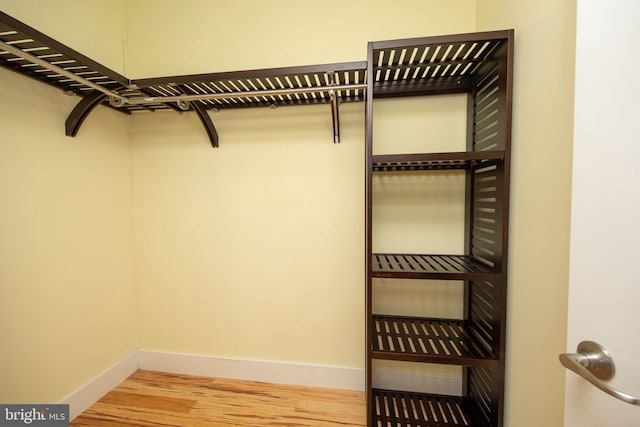 spacious closet featuring hardwood / wood-style flooring