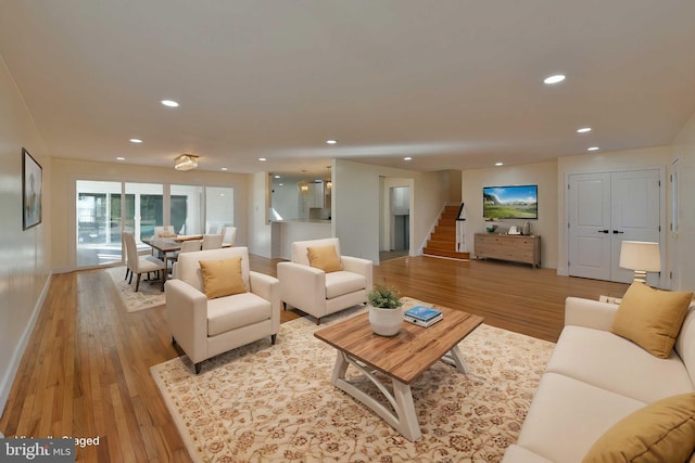 living room featuring light hardwood / wood-style floors