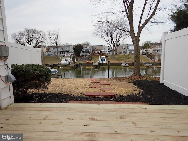 view of yard with a water view