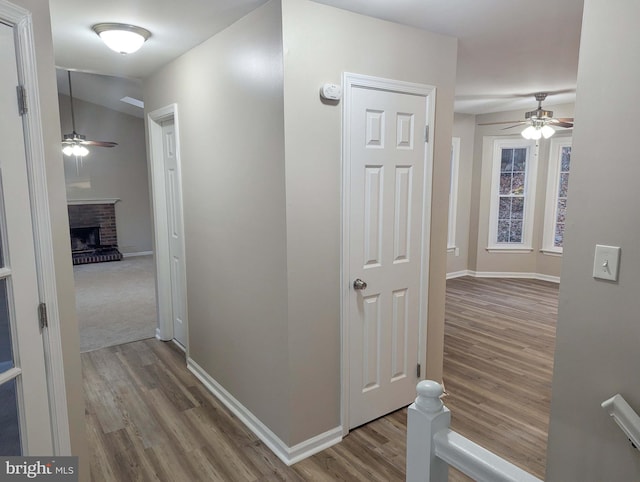 corridor featuring wood-type flooring