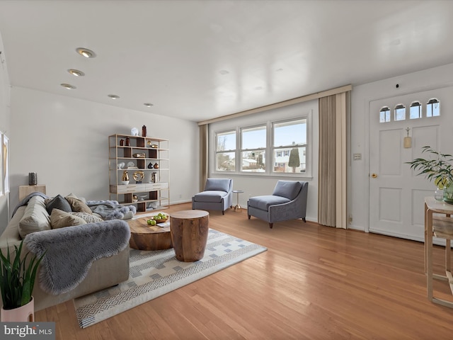 living room featuring light wood-type flooring