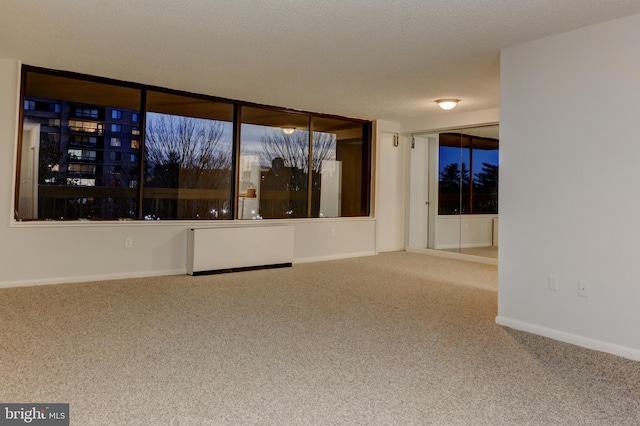 carpeted spare room with a textured ceiling