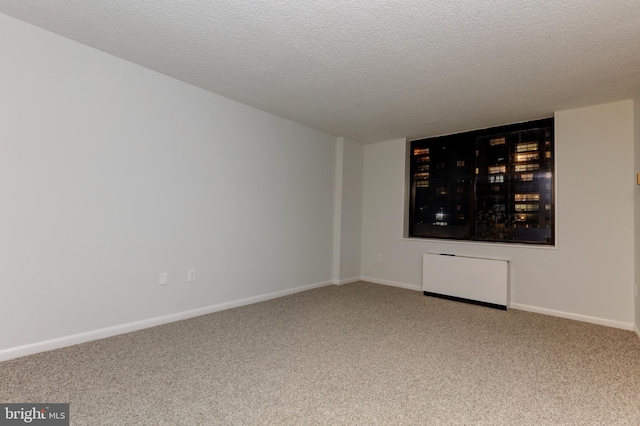 carpeted spare room with a textured ceiling and electric panel