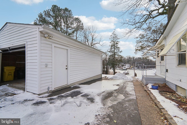 exterior space featuring a garage