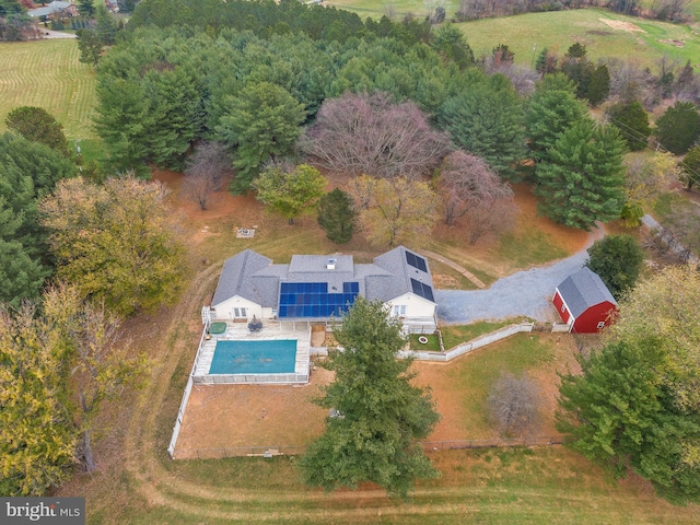 aerial view with a rural view