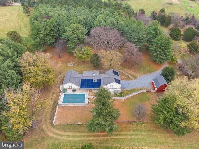 drone / aerial view featuring a rural view