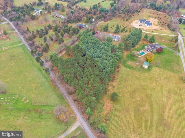 aerial view with a rural view