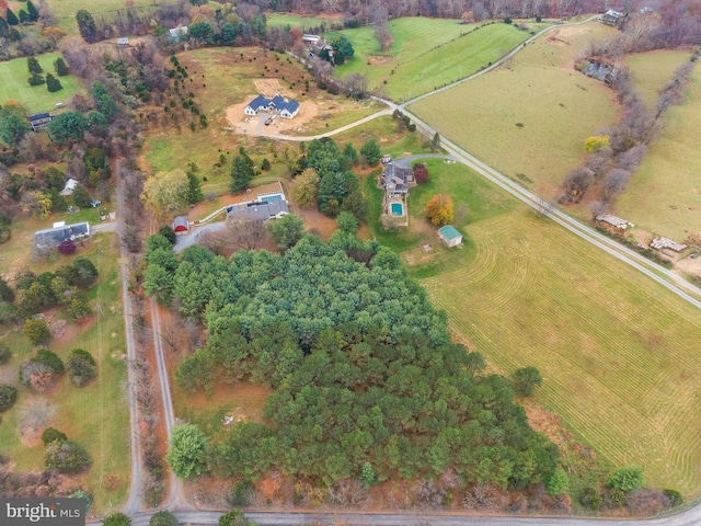 drone / aerial view with a rural view