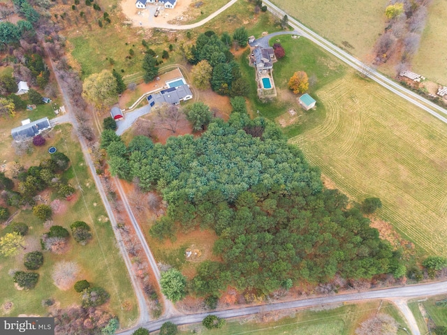 aerial view featuring a rural view