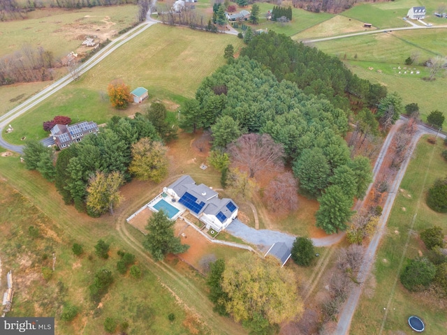 bird's eye view with a rural view